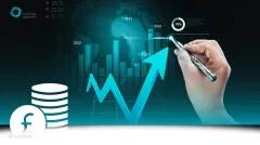 Financial symbols in teal